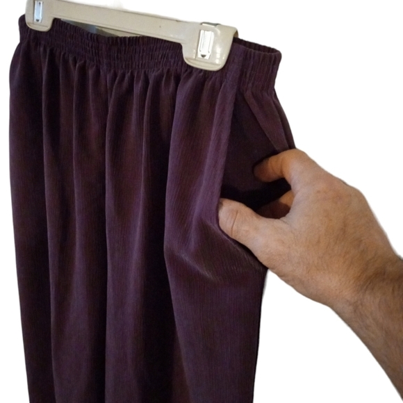 Purple Pull On Pants Alfred Dunner Pockets Straight Leg Textured Soft NWT 10 - Picture 3 of 9